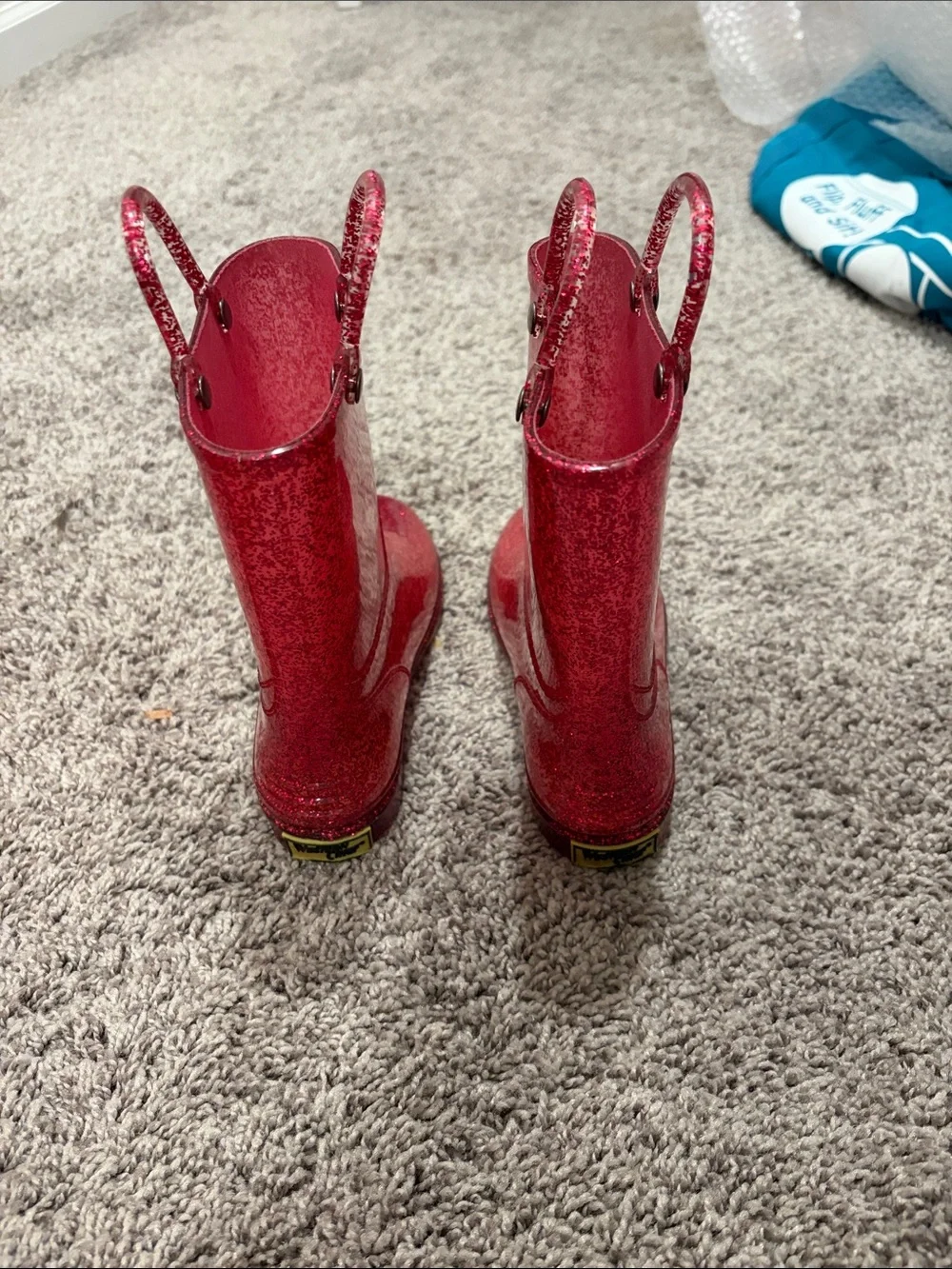 EUC Western Chief Kids Glitter Rain Boot in Hot Pink Sz 1